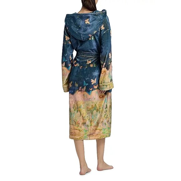 Johnny Was Aurelius Cozy Robe Floral Butterfly Sleep Wear Lounge Flowers Blue NW - Picture 2 of 6